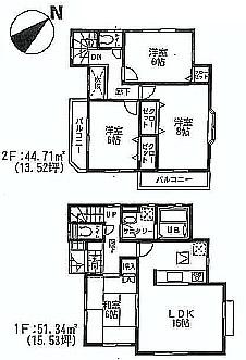 Floor plan. (3 Phase 2 Building), Price 34,800,000 yen, 4LDK, Land area 100.82 sq m , Building area 96.05 sq m