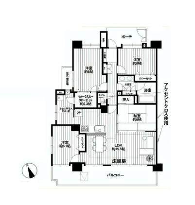 Floor plan. 4LDK, Price 31,900,000 yen, The area occupied 102.7 sq m , Balcony area 19.75 sq m