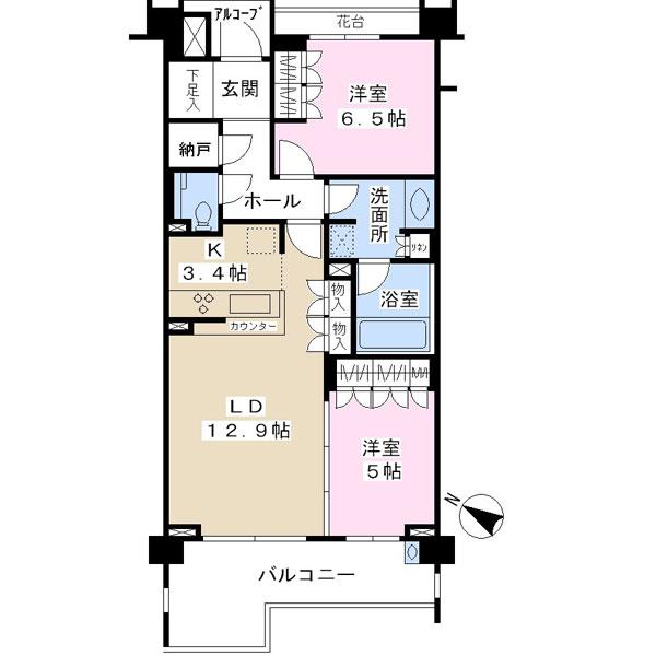 Floor plan. 2LDK + S (storeroom), Price 52,700,000 yen, Occupied area 68.69 sq m , Balcony area 12.06 sq m