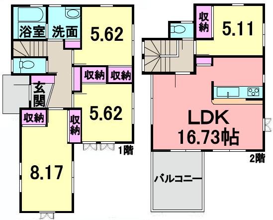 Floor plan. 34,800,000 yen, 4LDK, Land area 118.18 sq m , Building area 98.33 sq m