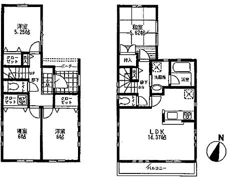 Floor plan. 34,800,000 yen, 4LDK, Land area 92.84 sq m , Building area 87.88 sq m