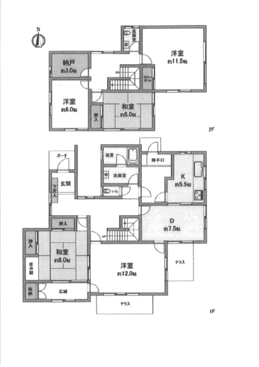 Floor plan. 77 million yen, 4LDK + S (storeroom), Land area 371.75 sq m , Building area 163.13 sq m