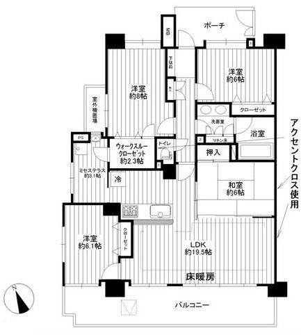Floor plan. 4LDK, Price 31,900,000 yen, The area occupied 102.7 sq m , Balcony area 19.75 sq m 102 square meters more than 4LDK + WIC