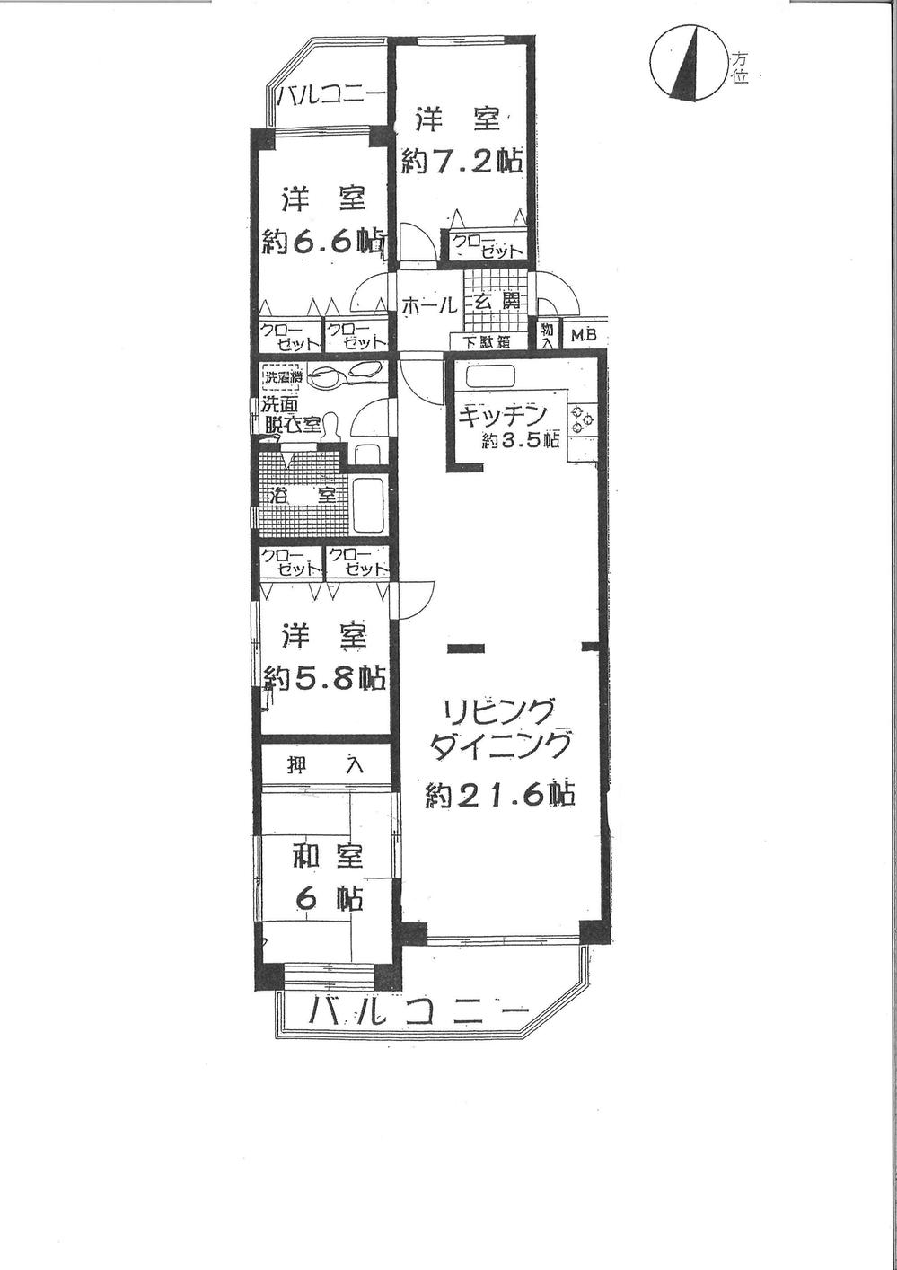 Floor plan. 4LDK, Price 44,800,000 yen, Footprint 115.25 sq m , Balcony area 14.04 sq m