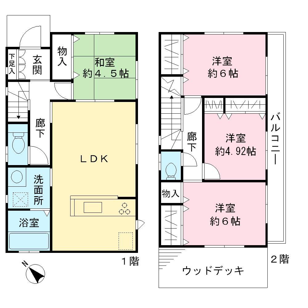 Floor plan. 34,800,000 yen, 4LDK, Land area 278.4 sq m , Building area 90.25 sq m