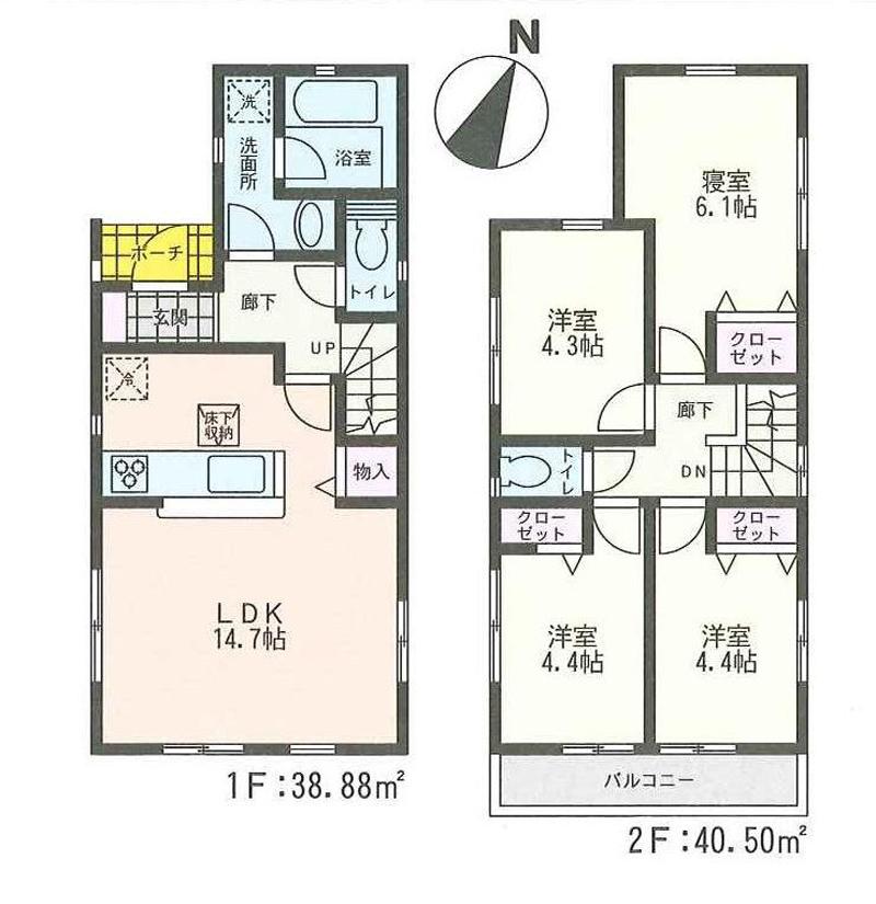 Floor plan. 27,800,000 yen, 4LDK, Land area 102.83 sq m , Building area 79.38 sq m floor plan