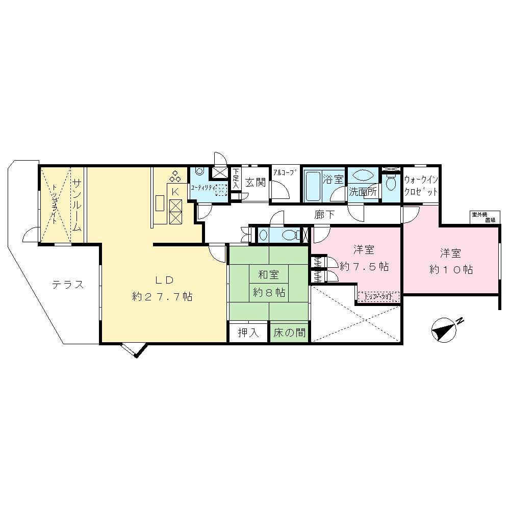Floor plan. 3LDK, Price 41,800,000 yen, Footprint 129.05 sq m