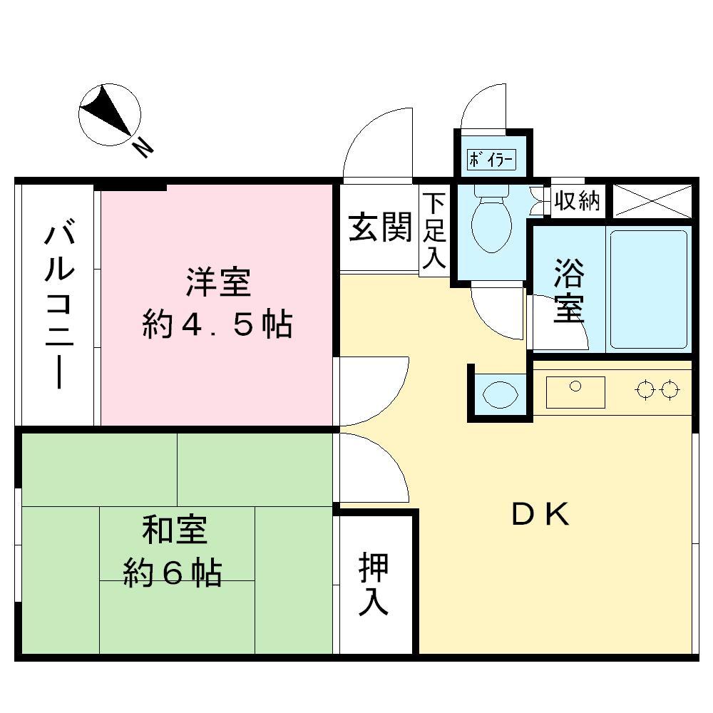 Floor plan. 2DK, Price 12.5 million yen, Footprint 40.5 sq m , Balcony area 2.43 sq m