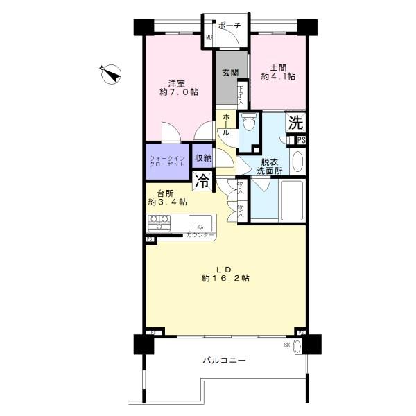 Floor plan. 1LDK + S (storeroom), Price 49,800,000 yen, Occupied area 71.46 sq m , Balcony area 12.46 sq m
