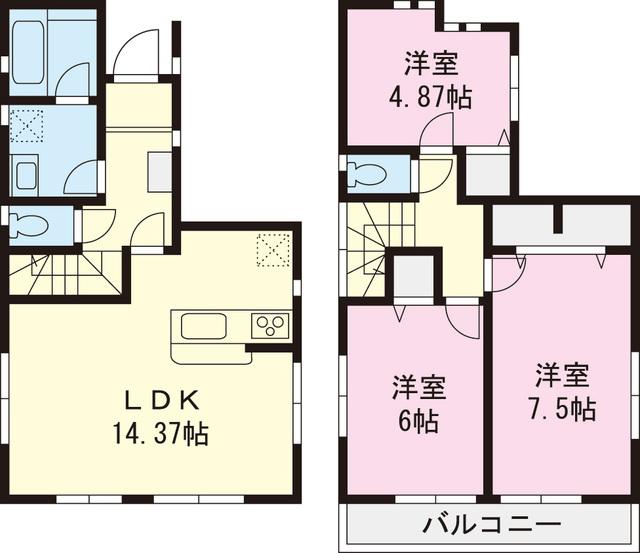 Floor plan. 27,800,000 yen, 3LDK, Land area 80.72 sq m , Building area 77.55 sq m