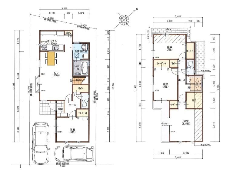 Building plan example (floor plan). Building plan example (A section) building price 14 million yen, Building area 107.65 sq m