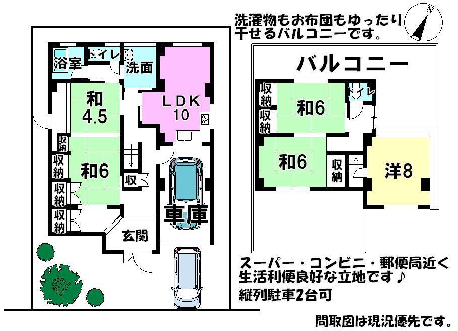 Floor plan. 15.5 million yen, 5LDK, Land area 174.65 sq m , Building area 143.41 sq m