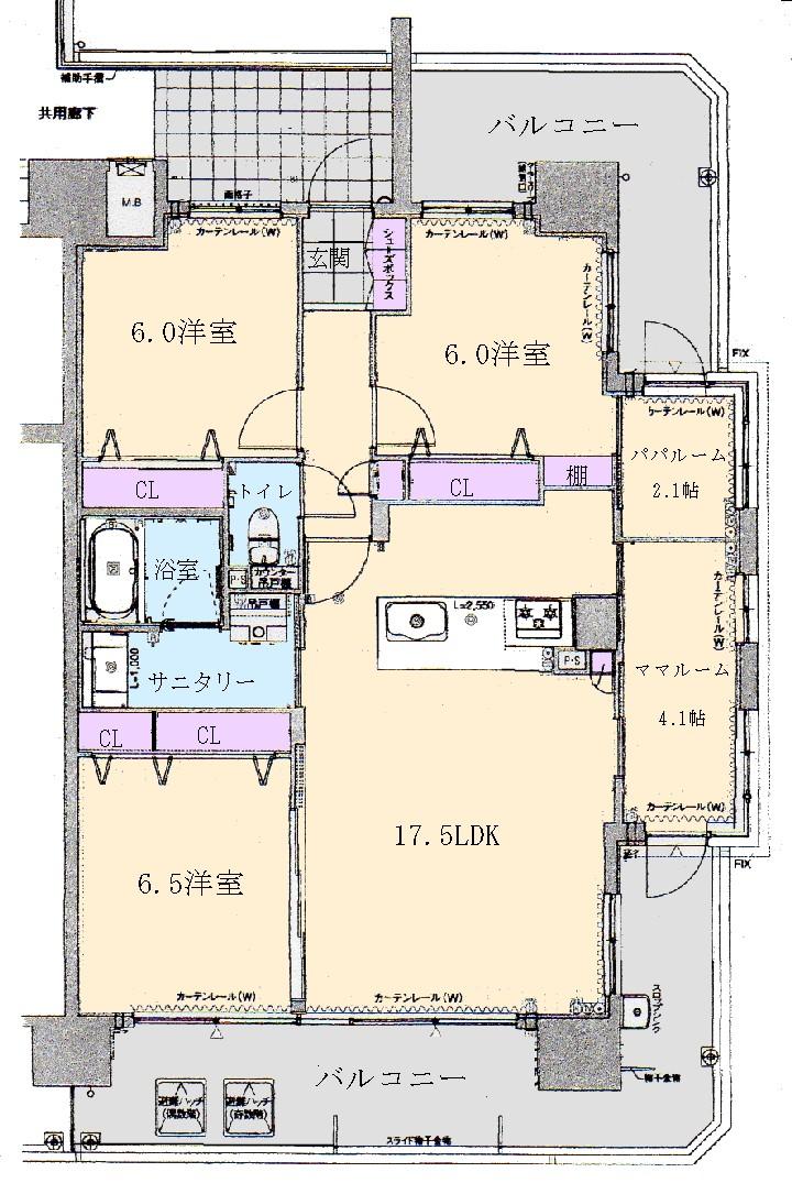 Floor plan. 3LDK + S (storeroom), Price 32,800,000 yen, Occupied area 85.09 sq m , Balcony area 8 sq m