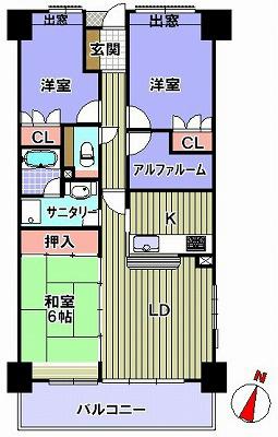 Floor plan. 3LDK, Price 13.2 million yen, It is standard 3LDK that does not come footprint 74.6 sq m tired.