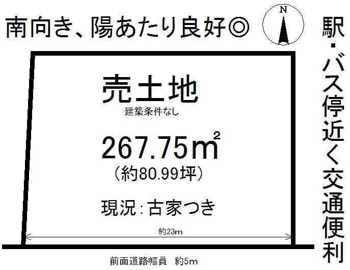 Compartment figure. Land price 15.4 million yen, Land area 267.75 sq m local land photo
