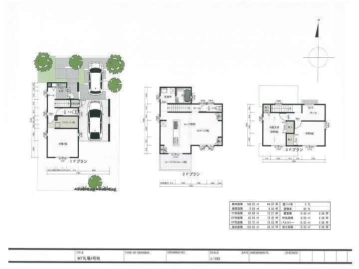 Floor plan. (No. 3 locations), Price 34,200,000 yen, 3LDK+2S, Land area 145.53 sq m , Building area 120.06 sq m