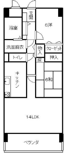 Floor plan. 2LDK, Price 12.8 million yen, Occupied area 63.21 sq m , Balcony area 8 sq m
