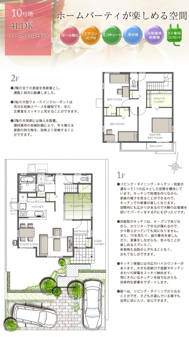 Floor plan.  [No. 10 place] So we have drawn on the basis of the Plan view] drawings, Plan and the outer structure ・ Planting, such as might actually differ slightly from.  Also, furniture ・ Car, etc. are not included in the price.