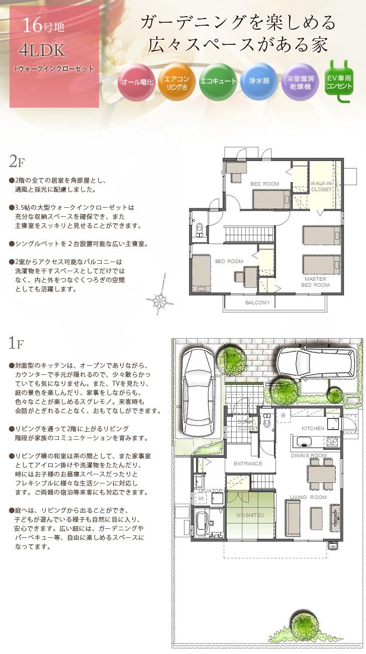 Floor plan.  [No. 16 place] So we have drawn on the basis of the Plan view] drawings, Plan and the outer structure ・ Planting, such as might actually differ slightly from.  Also, furniture ・ Car, etc. are not included in the price.