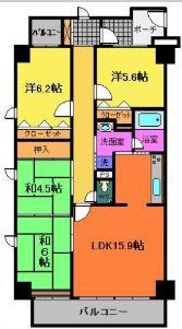 Floor plan. 4LDK, Price 12 million yen, Occupied area 86.35 sq m , Balcony area 12 sq m
