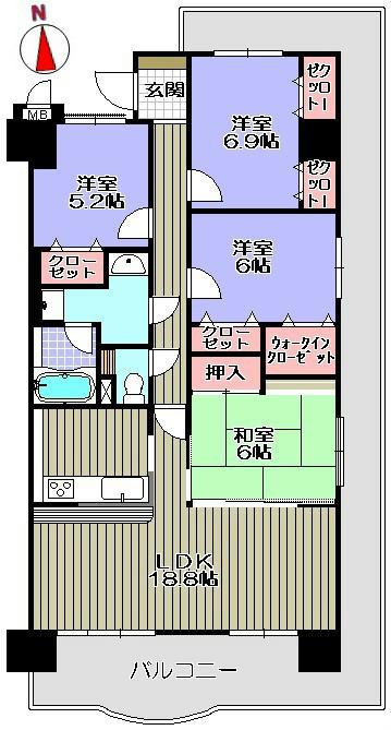 Floor plan. 4LDK, Price 17.8 million yen, Is the exclusive area of ​​97.92 sq m southeast angle room 4LDK!