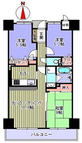 Floor plan. 3LDK, Price 17.8 million yen, Occupied area 64.49 sq m , Balcony area 10 sq m