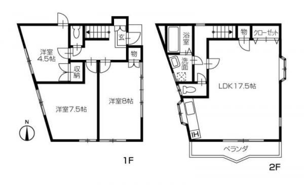 Floor plan. 12.8 million yen, 3LDK, Land area 168.59 sq m , Building area 95.34 sq m
