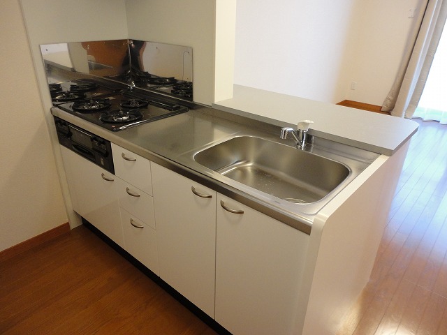 Kitchen. In face-to-face in the kitchen, 3-neck of a gas stove ☆ 
