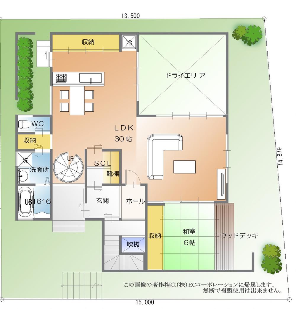 Building plan example (floor plan). Building plan example 1F Floor (Building price 27 million area 180.74m2)