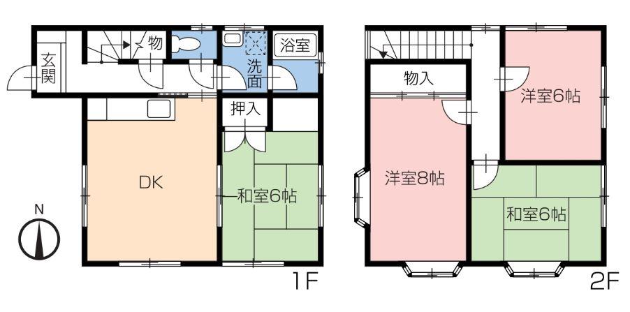 Floor plan. 12.8 million yen, 4DK, Land area 105.74 sq m , Building area 82.08 sq m