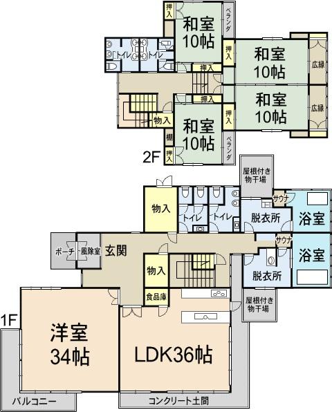 Floor plan. 54,800,000 yen, 5LDK, Land area 1,684 sq m , Building area 385.63 sq m