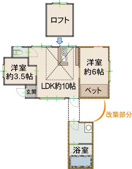 Floor plan. 8.9 million yen, 2LDK, Land area 231 sq m , Building area 35 sq m