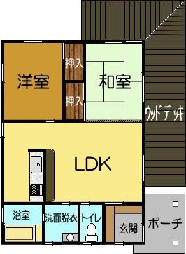 Floor plan. 13.8 million yen, 2LDK, Land area 419 sq m , Building area 68.68 sq m