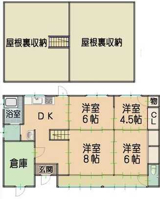 Floor plan. 8 million yen, 4DK, Land area 1,297.11 sq m , Building area 136.64 sq m