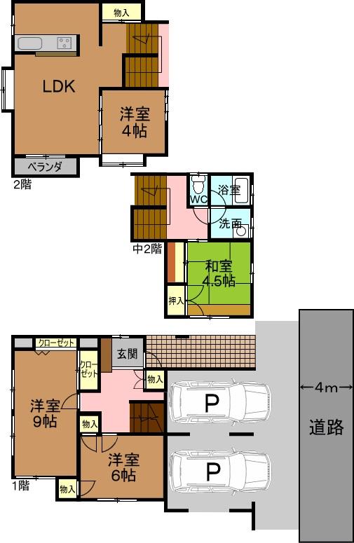 Floor plan. 23 million yen, 4LDK, Land area 125.95 sq m , Building area 105.45 sq m