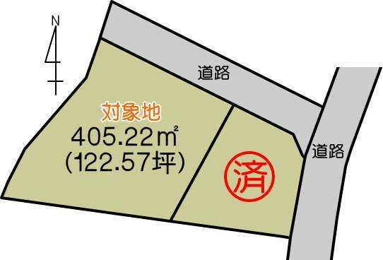 Compartment figure. Land price 26,950,000 yen, Land area 405.22 sq m