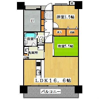 Floor plan. 2LDK, Price 17.8 million yen, Occupied area 65.78 sq m