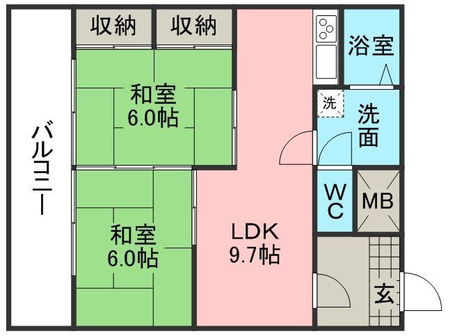 Floor plan. 2LDK, Price 4.5 million yen, Occupied area 45.57 sq m , Balcony area 10 sq m