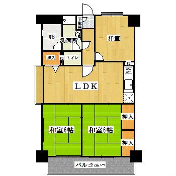 Floor plan. 3LDK, Price 8.5 million yen, Occupied area 63.63 sq m