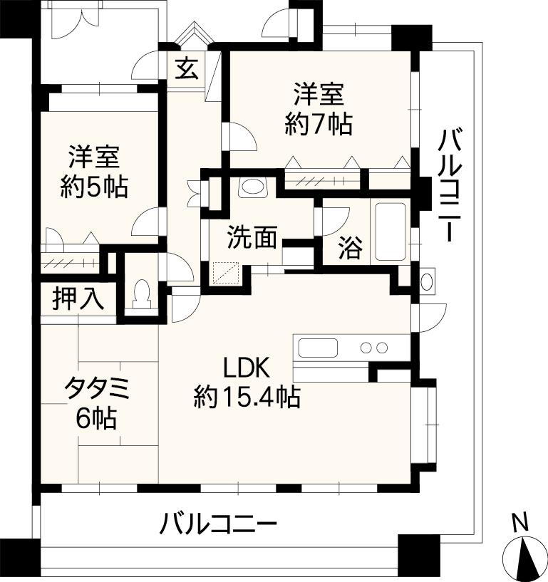 Floor plan. 3LDK, Price 26,300,000 yen, Occupied area 75.51 sq m , Balcony area 32.6 sq m