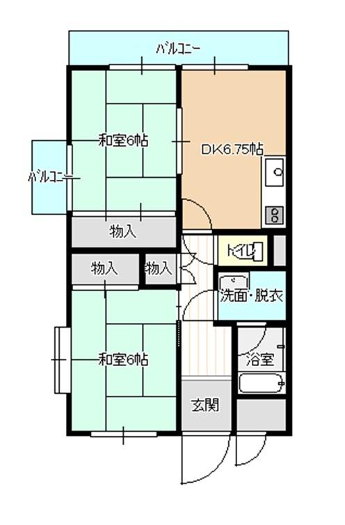 Floor plan. 2DK, Price 5.9 million yen, Footprint 48.6 sq m