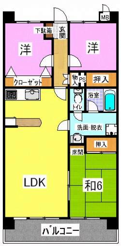 Floor plan. 3LDK, Price 8.3 million yen, Occupied area 68.58 sq m