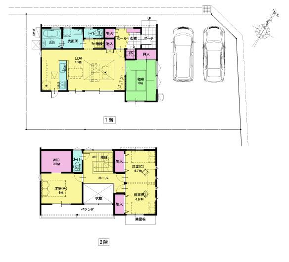Floor plan. 32,980,000 yen, 4LDK, Land area 180.84 sq m , Building area 113.28 sq m model house floor plan.