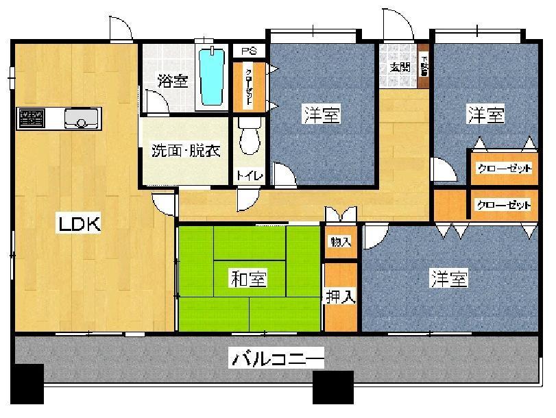 Floor plan. 4LDK, Price 23.8 million yen, Footprint 97.5 sq m , Balcony area 26 sq m