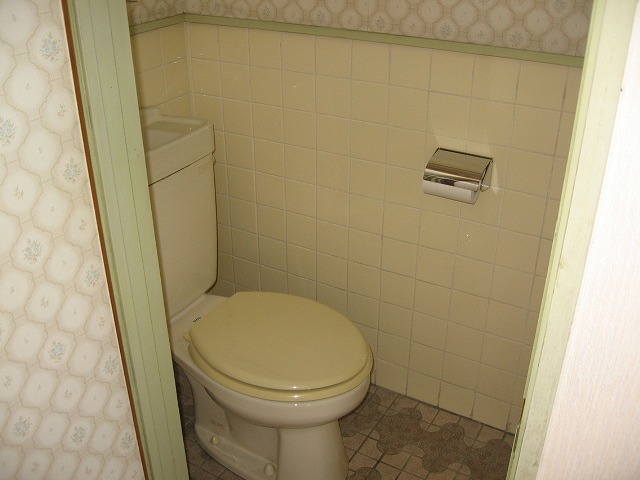 Toilet. Is a Western-style toilet tiled with cleanliness