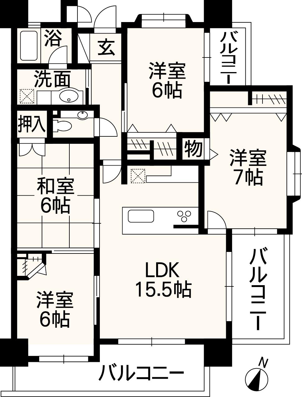 Floor plan. 4LDK, Price 19,800,000 yen, Footprint 86.3 sq m , Balcony area 18.29 sq m