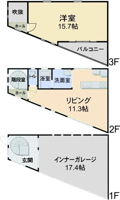 Floor plan. 23 million yen, 1LDK, Land area 70.46 sq m , Building area 108.09 sq m