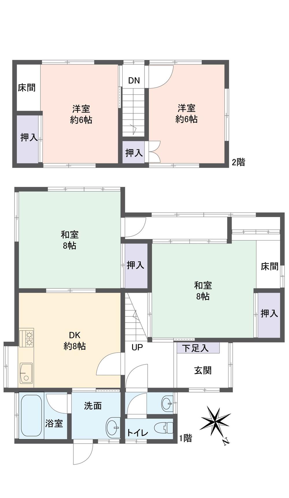Floor plan. 15.5 million yen, 4LDK, Land area 205.13 sq m , Building area 90 sq m
