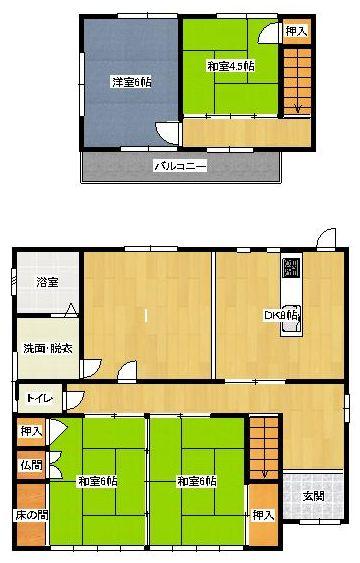Floor plan. 12.8 million yen, 4LDK, Land area 222.06 sq m , Building area 84.45 sq m