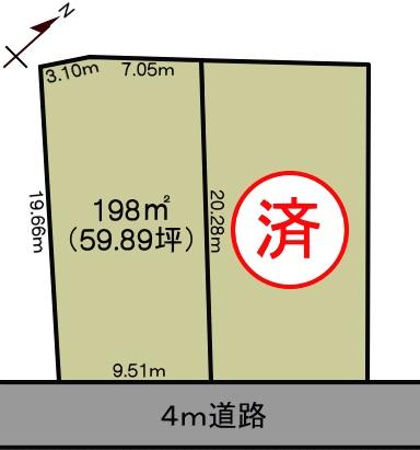 Compartment figure. Land price 13,475,000 yen, Land area 198 sq m